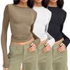 European and American Women's Casual Slim Fit Long Sleeve Pullover T-shirt Streetwear Set