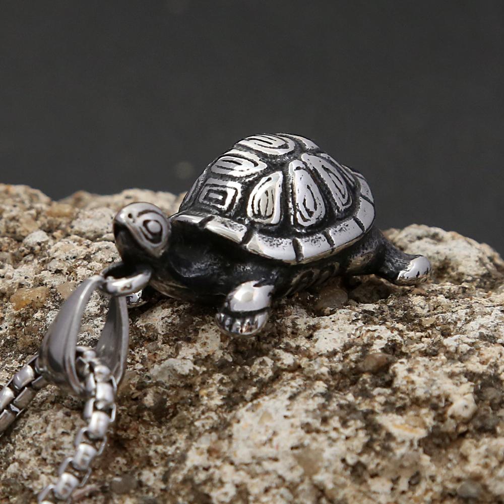 Creative Little Turtle Necklace for Men Women Stainless Steel Hip Hop Unique Animal Pendant Amulet Jewelry Dropshipping