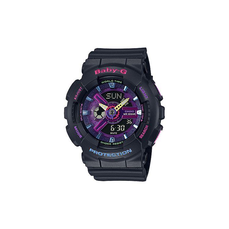 

Casio Baby-G Harajuku Style Dual Display Waterproof Trendy Fashion Sports Quartz Movement Resin Strap Watch Women watches Purple BA-110TM-1APR Bear Necklace