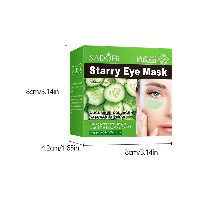 SADOER 60Pcs Cucumber Collagen Starry Eye Mask Deep Hydration Firming Moisturizing Anti Aging Dark Circle Wrinkle Eye Care