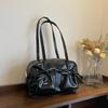 Korean Versi Armpit Bag Fashi Bow Fold Bost Handbag Retro Women'S Shoulder Bag Black Large Capacity Commuting Tote Bag