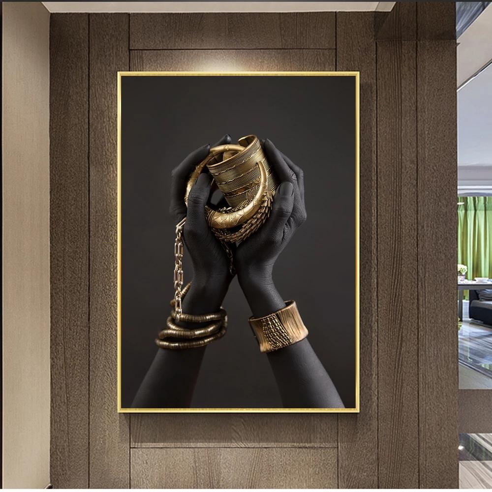 Schwarz und Gold afrikanische Kunst Poster drucken Frau Leinwand Malerei Wand Kunst Cuadros skandinavische Dekoration Home Bild Wohnzimmer