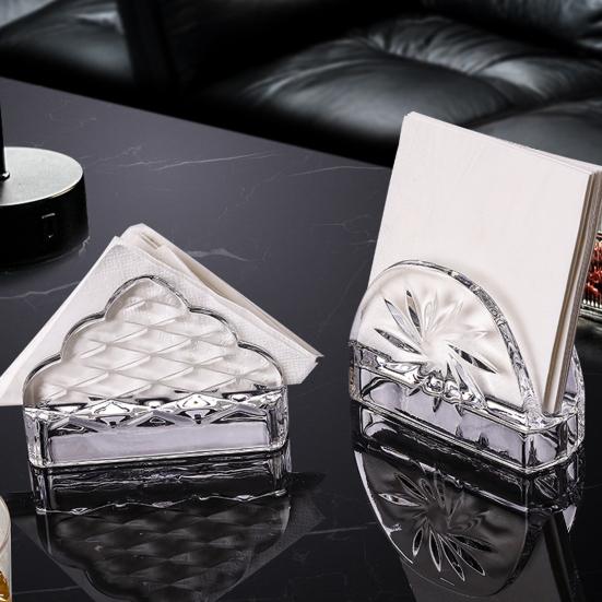 Tissue Holder, Crystal Glass Modern Style, Durable Scratch-Resistant Organizer, Dispenser for Restaurant Napkins Business