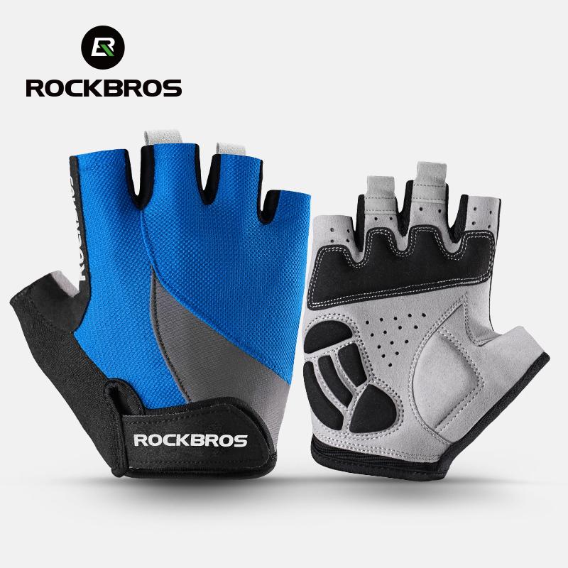 RockBros Bike Gloves Non-Slip Breathable Mtb Mens Women's Summer Bicycle Cycling Gel Pad Short Half Finger Sport Gloves ciclismo