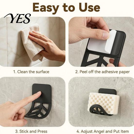 Rust Proof Kitchen Basket Self-adhesive Sponge Holder, Compact Flexible Drainage Rack, Rust-proof Accessory Storage Aluminum Alloy And Silicone