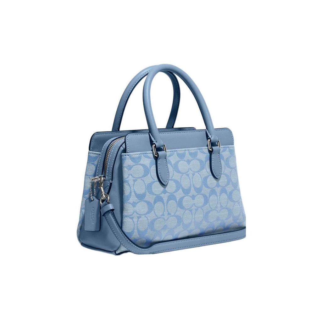 Coach Darcie 26 Classic Monogram Zip Closure Canvas And Leather Tote Shoulder Crossbody Bag Medium Women Bags Cornflower-Blue CH859-SVM6A