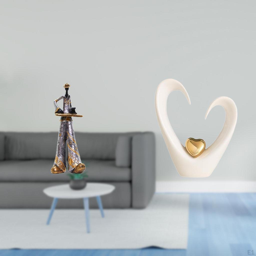 Resin Musician Heart Sculpture Figurine Modern Statue Bedroom Home Decor Party Table Centerpiece