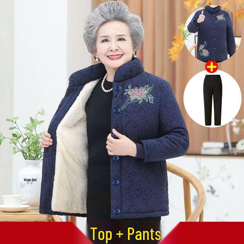 Damen Winterjacke aus Baumwolle mit Samt für Mittelalte und Ältere