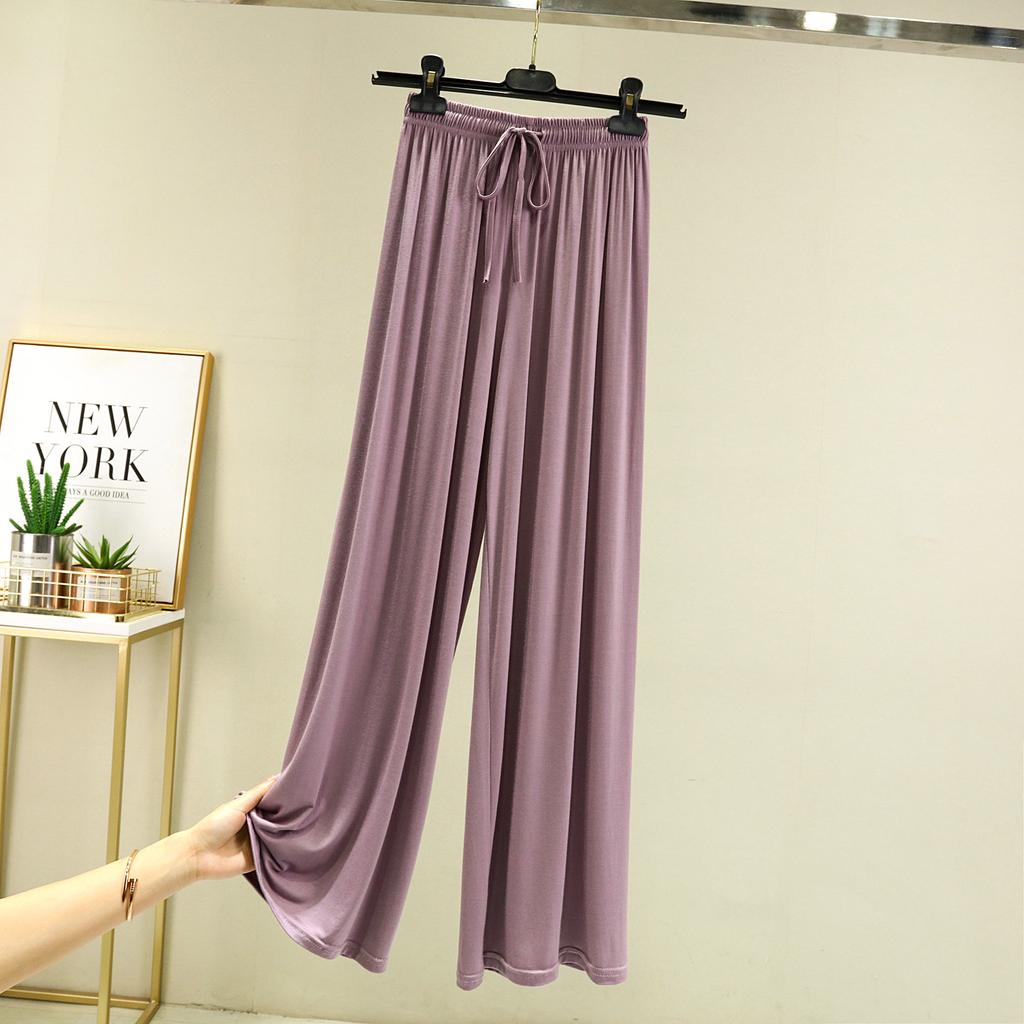 Einfarbig Hohe Taille Frühling Sommer Herbst Gerade Schnürung Dünne Loungehose Elastische Taille Lockere Freizeithose Lässige Yoga-Home-Hose