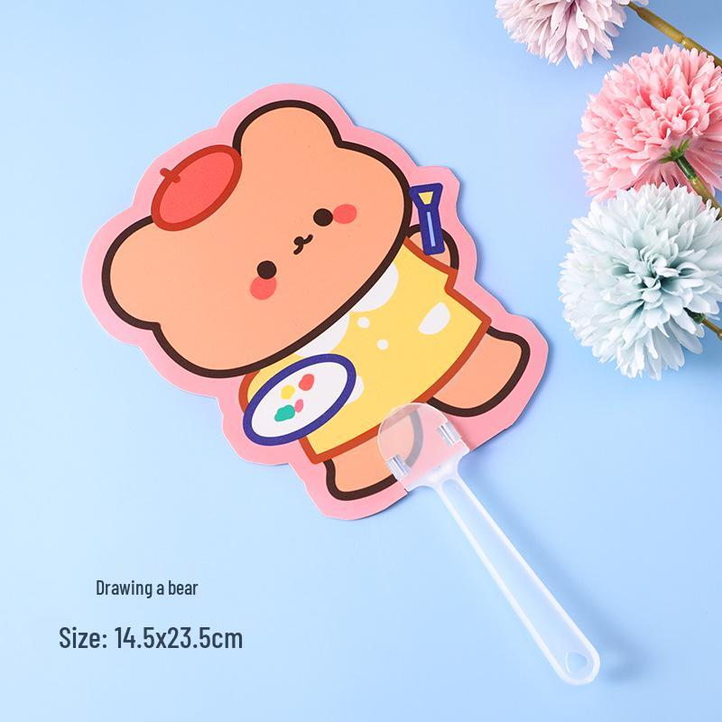 Cartoon Animal Folding Handheld Fan - Small, Portable for Kids and Students