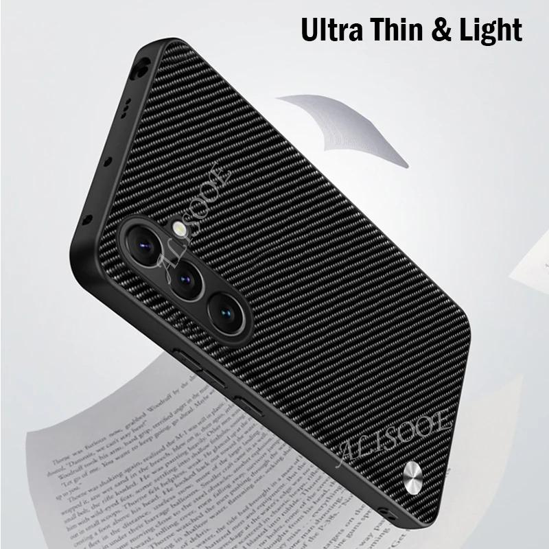 Funda for Samsung Galaxy A55 A35 A54 A34 A24 S24 Ultra S23 Plus Case Fiber Texture PU-Leather Cover for Samsung M54 M34 M14 Capa