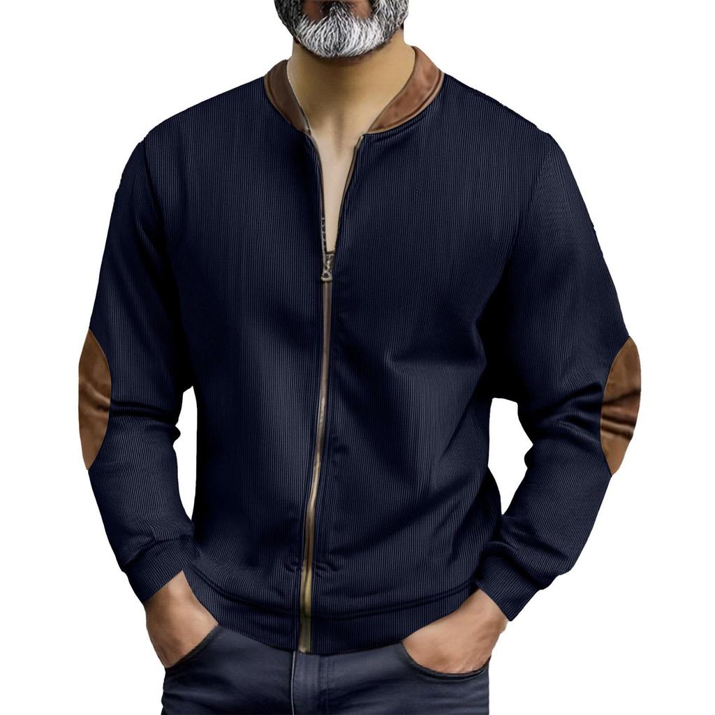 Available: Men's 2025 Autumn/Winter Casual Color Block Zipper Cardigan Sweatshirt, European American Style Workwear.