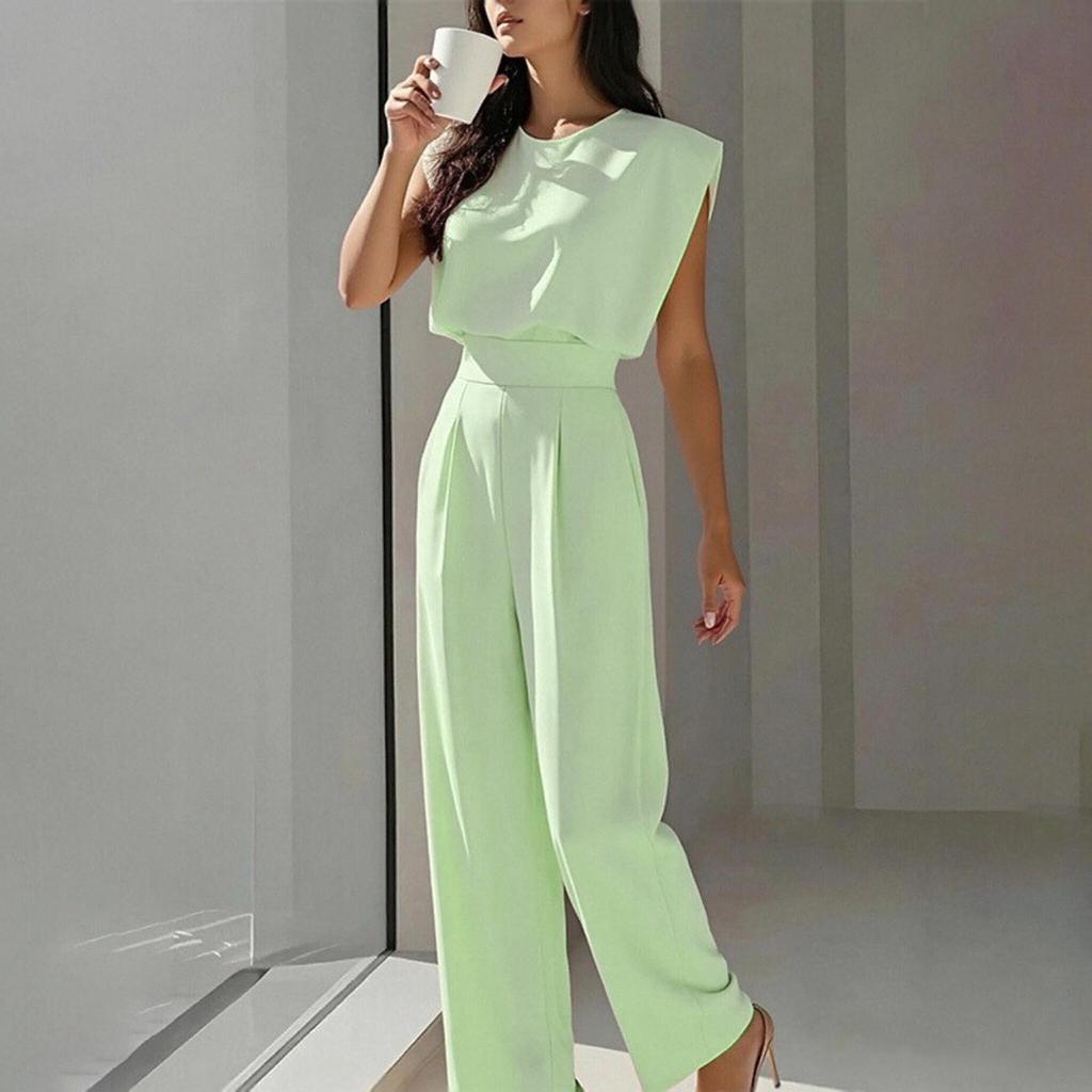 Tuta Elegante Monocolore Girocollo Aderente in Vita Moda Europea e Americana Estate 2026