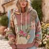 JKASHDK Women's Fashion Casual Flower Pattern Print Long Sleeve Hooded Hoodies & Sweatshirts