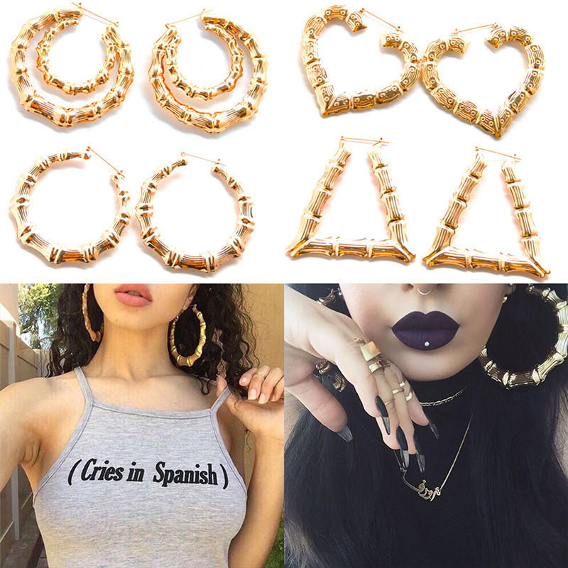 Large Bamboo Earrings Hip-Hop Earrings Ladies Hoop / Hoops Ear Circle