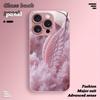 Angel Wing Design Unique Pink Metal Paint Glass Phone Case For iPhone 11 12 13 14 15 16 17 Pro Max 15 14 Plus 17 Air 16E Cover