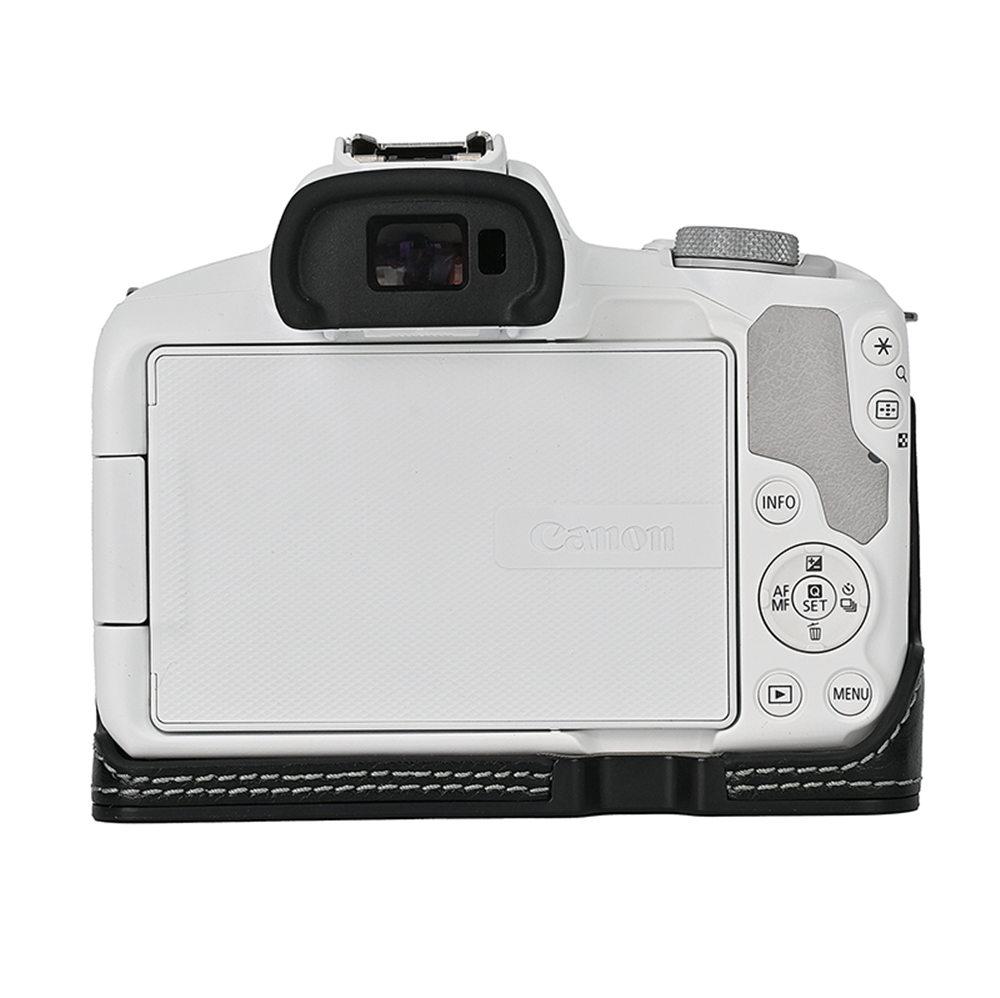 Camera Bag PU Leather Half Body Case for Canon EOS R50 R10 200D 200DII Battery Opening Bottom Cover