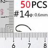 Крючки Bimoo 50/100 шт. классические изогнутые крючки с зазубринами для вязания мушек, личинок ручейников, яиц, креветок, нимф, поденок, черные, никель № 8-№ 16
