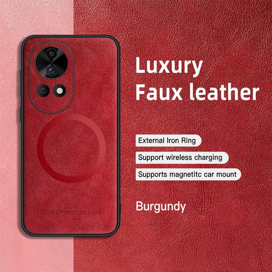 For Huawei Nova 12 12 Pro 12 Ultra 12S PU Leather Magnetic Ring Soft Edge Anti-Drop Anti-Fingerprint Phone Case