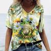 Ladies T-Shirt Frog and Floral Pattern Printing Outdoor Retro Fashion Casual Oversized T-Shirt Summer Women Tshirt