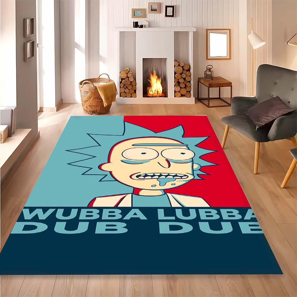 Ricky and Morty pattern rug, digitally printed non-slip decorative rug, a housewarming gift for family and friends.
