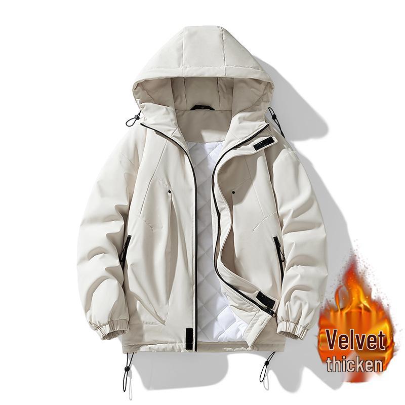 Men's Windproof Outdoor Shell Jacket - 2025 Autumn/Winter Thickened Cotton Casual Workwear Outerwear