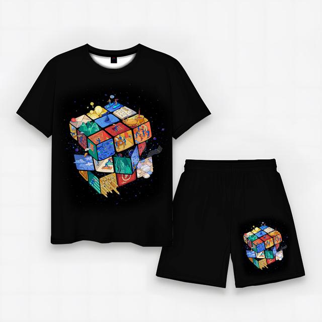 2023 Summer Men's New Horror Skull 3D Printing Fun Simple Sports Fashion Casual Set Short Sleeve+Shorts Large Asian Size XXS-6XL
