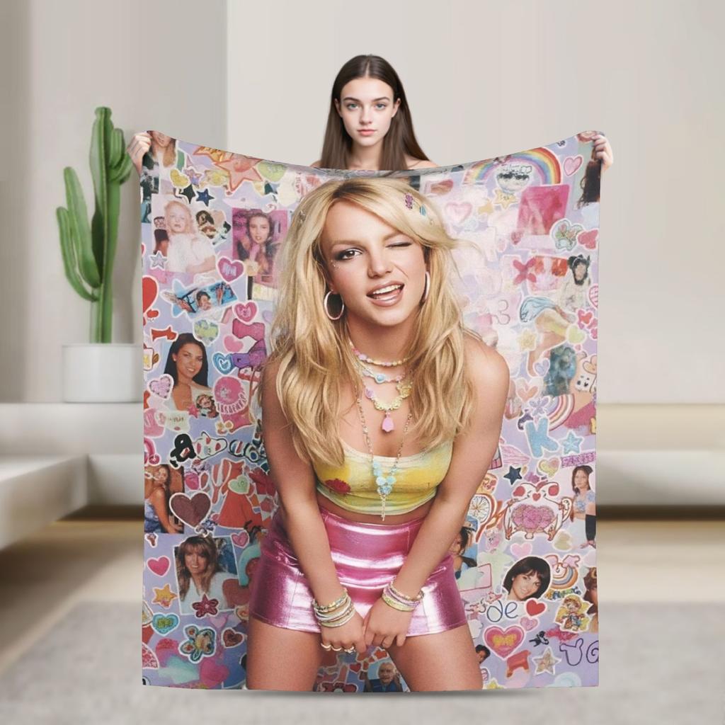 Britney Spears Flanelldecken Superweiche Wohndecke für Draußen Reisen Büro Lustige Bettdecke Sofa Bettbezug