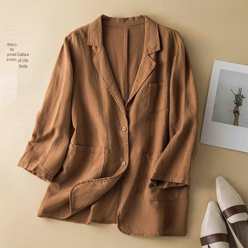 

2025 Plus Size Women s Long Sleeve Loose Suit with 3D Cut M (below 55 kg) світло-коричневого кольору