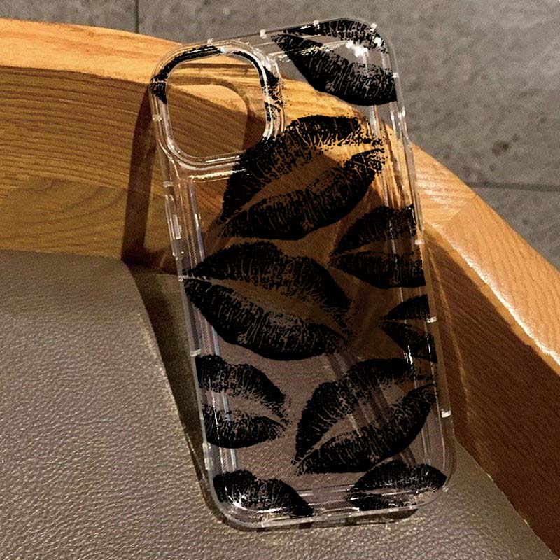

Lips Bow Cherry Pattern Printed Transparent TPU Soft Phone Case For iPhone 16 15 14 Pro Max 13 12 11 XS X XR 7 8 Plus 16e Cover iPhone SE (2020)