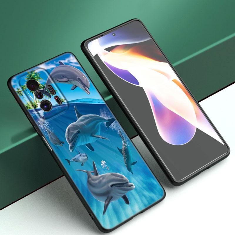 Ocean Golphin Dance Skaczące Etui na Telefon Dla Xiaomi Mi A2 8 9 SE Note 10 10T 11 12 Lite 9T 11T 12S 12T Pro A3 6X 12X Czarne Etui