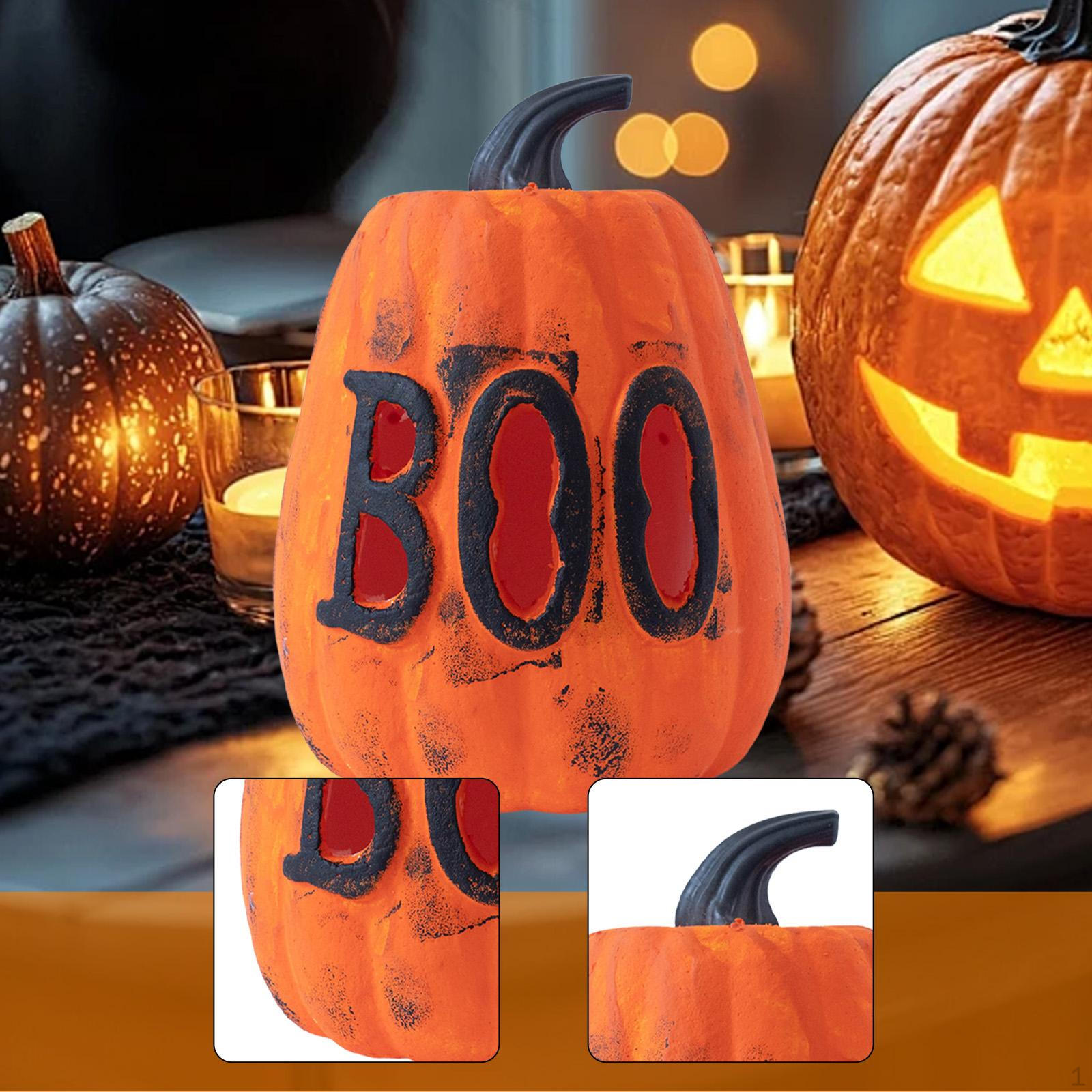 

Halloween Pumpkin Light Decorative Figurine Table Centerpiece Foam Creepy Gift Ornament