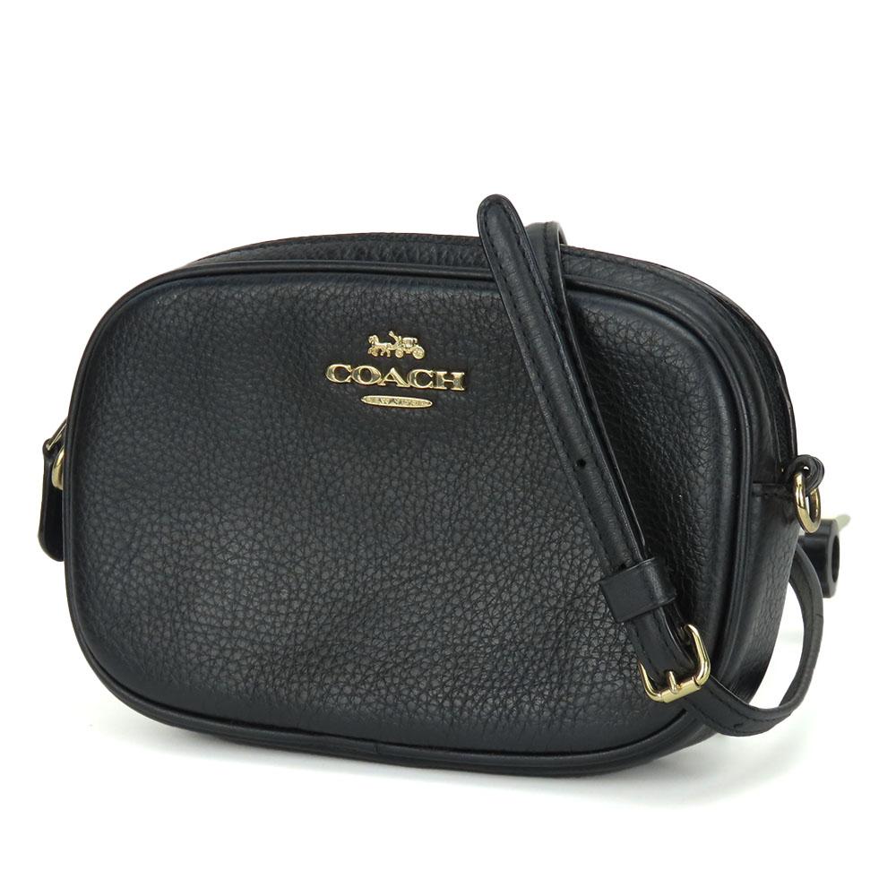 Used COACH Shoulder Bag F73952 leather black Diagonally hung