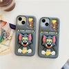 Soft Silicone Case with Foldable Kickstand Finger Holder for Apple Tom & Jerry Cat Mouse Cheese 3D Cartoon Anime Animal Gray Cool Fun Cute Lovely