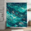Luxury Blue Ombre Shower Curtain with Modern Waves Design for Bathroom Decor Waterproof Fabric Bath Mat Set In Various Sizes (18