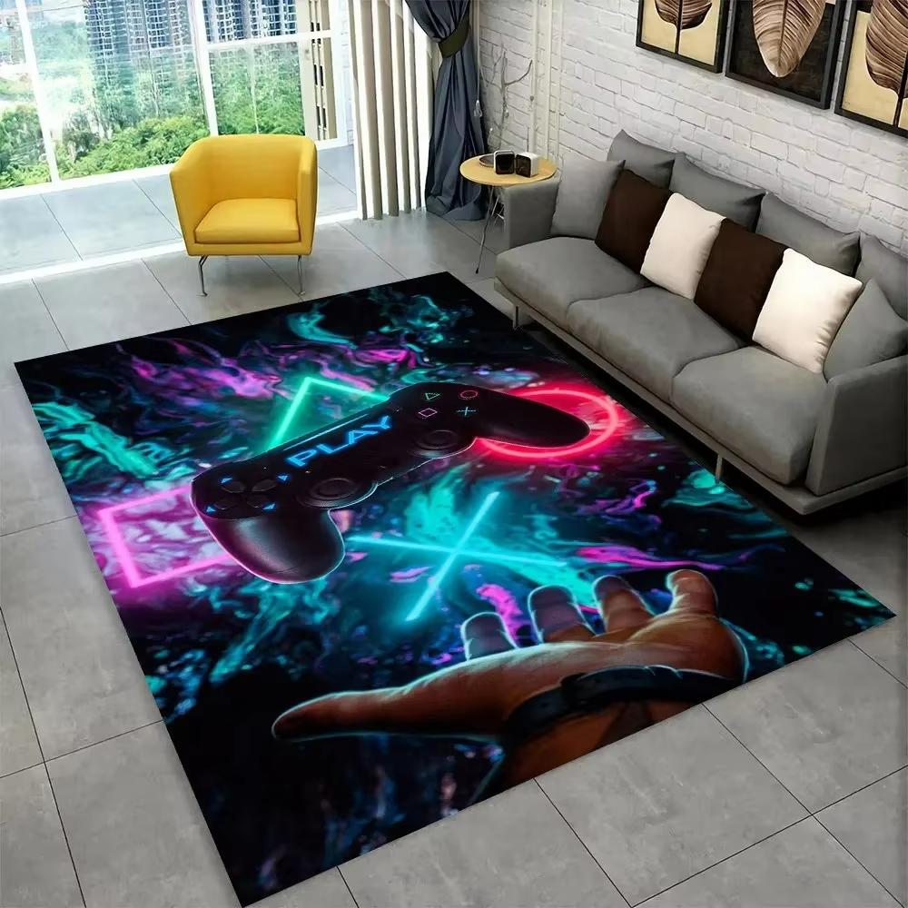 Moderner bunter Gamecontroller Themen Teppich Wohnzimmerdeko Sofa Teppich Bettseite Weicher Bereichsteppich Spielzimmer Drehstuhl Bodenmatte