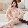 Rich Flower New Pajamas Women's Spring and Autumn Imitation Cotton Long Sleeve Loungewear Large Size Comfortable Mom Suit