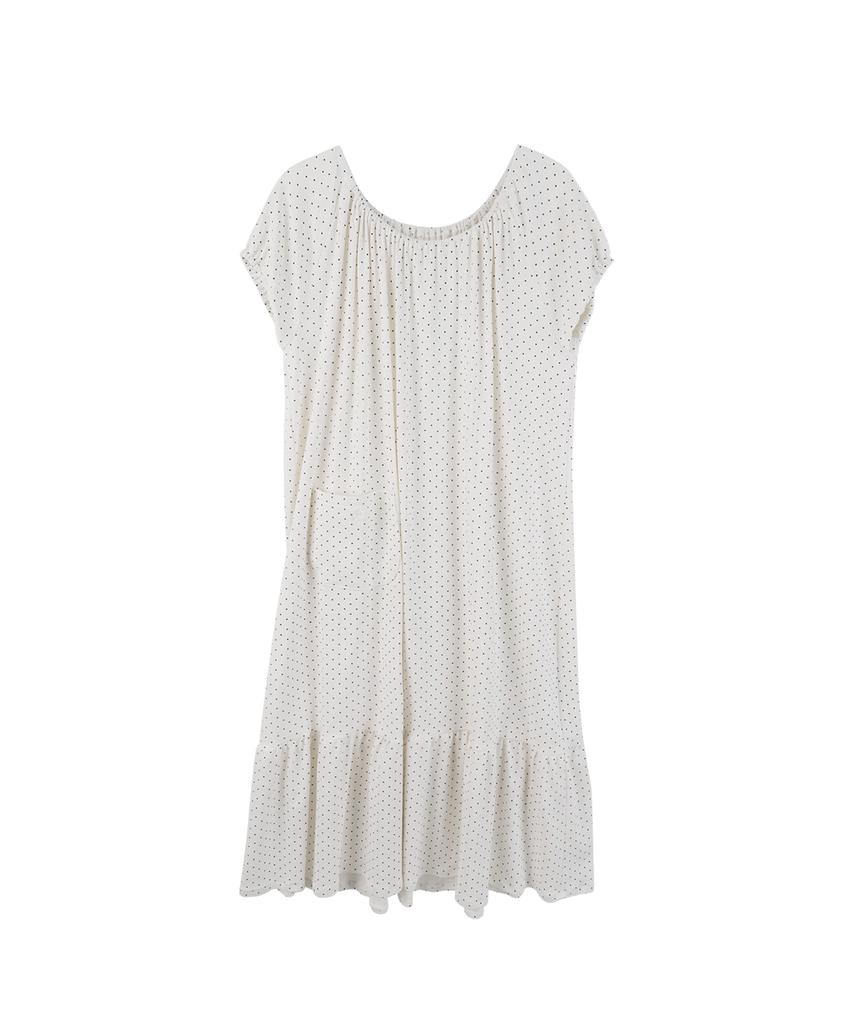High School Disco Dot Pocket Long Dress_White