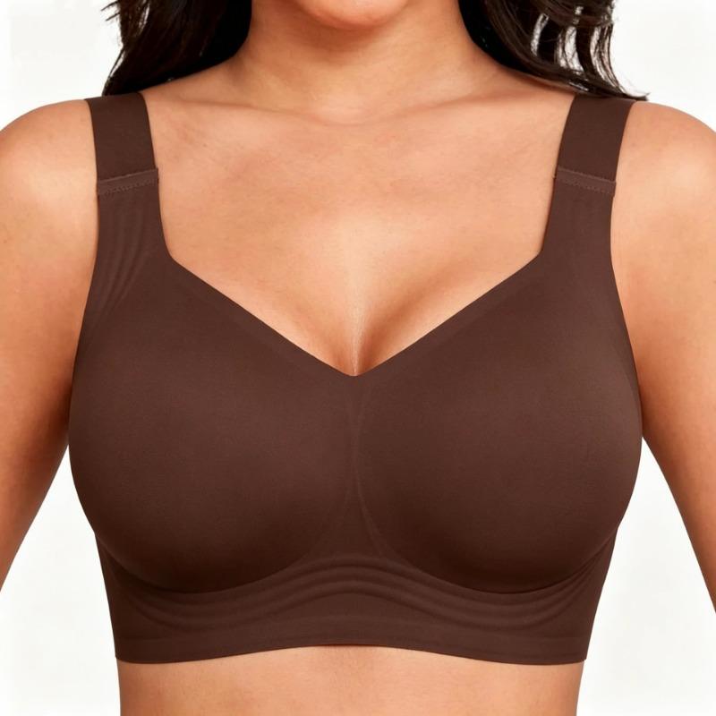 Womens Plus Size Seamless Wireless Bra With Removable Pads For Large Breast