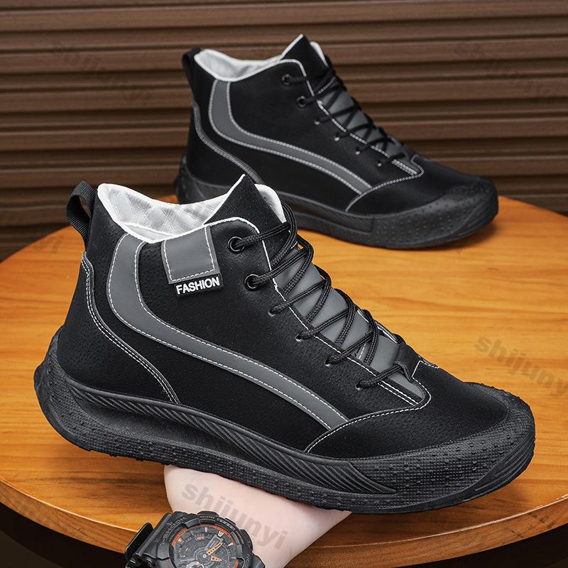 Snow Boots Men Boots 2024 Winter Plush Warm High Top Cotton Shoes Thick Sole Outdoor Anti Slip Cold Proof Comfort Ankle Boots