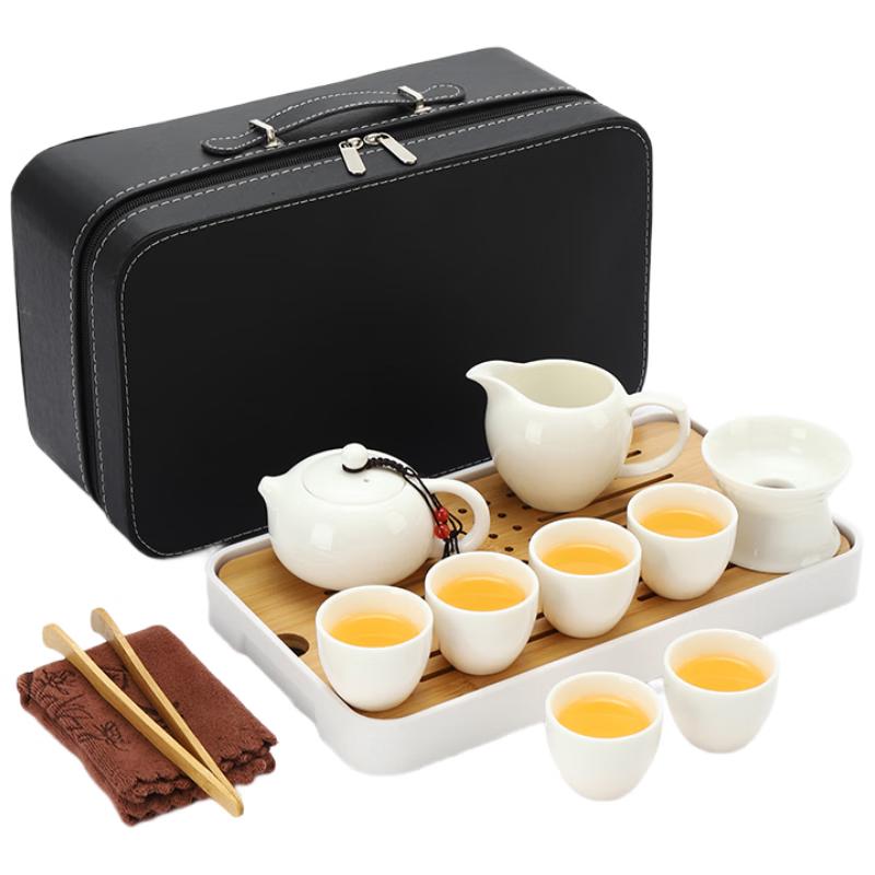 Woding Mutton-Fat Jade White Porcelain Travel Gongfu Tea Set