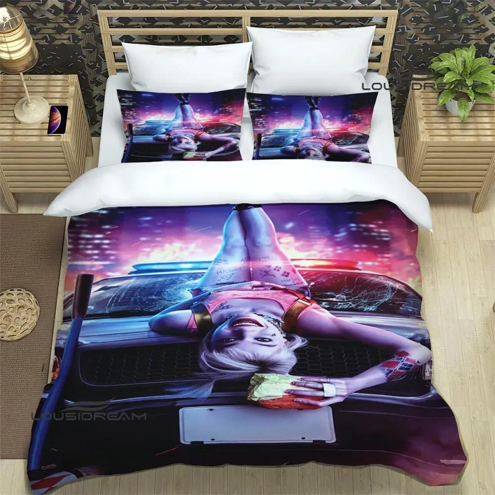 3D Retro H-Harley-Q-Quinn Printed Bedding Sets Exquisite Bed Supplies Set Duvet Cover Bed Comforter Set Bedding Birthday Gift