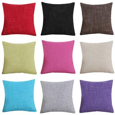 45x45cm Linen Solid Color Throw Pillowcase Home Car Office Cushion Cover Chair Waist Rest Headboard Back