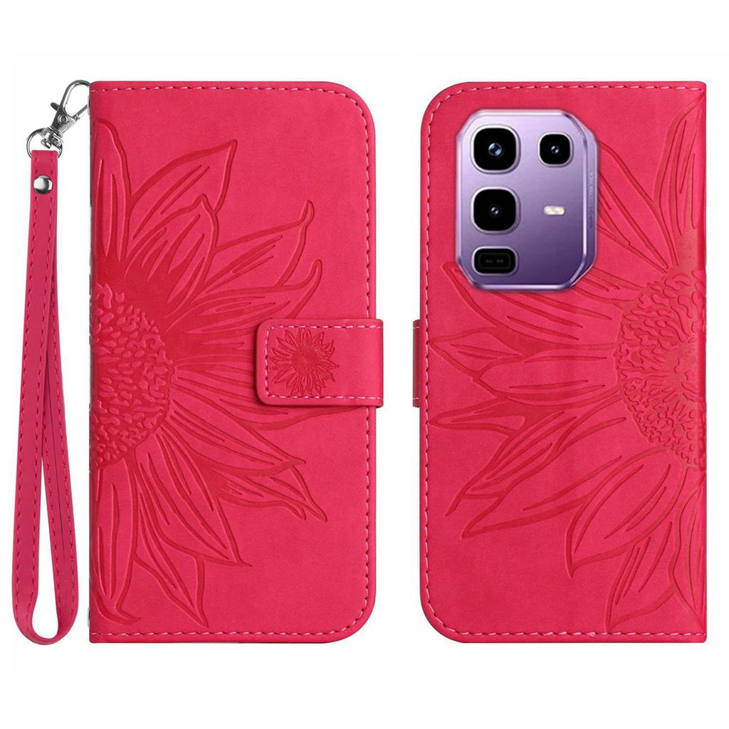 For Infinix Note 50s 5G Case Sunflower Imprint Leather Wallet Phone Cover with Wrist Strap