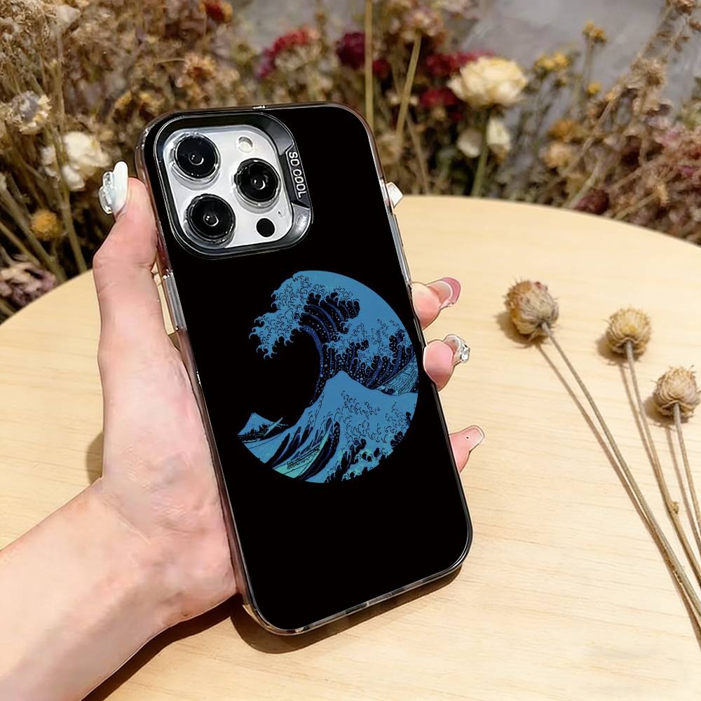 The Great Wave Off Kanagawa Phone Case For iPhone 17,16,15,14,13,12,11 Plus,Pro Max,XS,Colorful Silver Phone Case Funda Cover