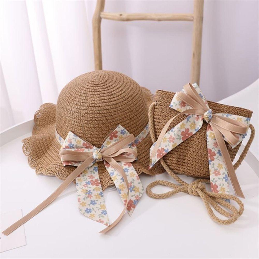 Big Brim Kids Straw Hat Bag Cute Handbag Outdoor Baby Accessories  Children Girls