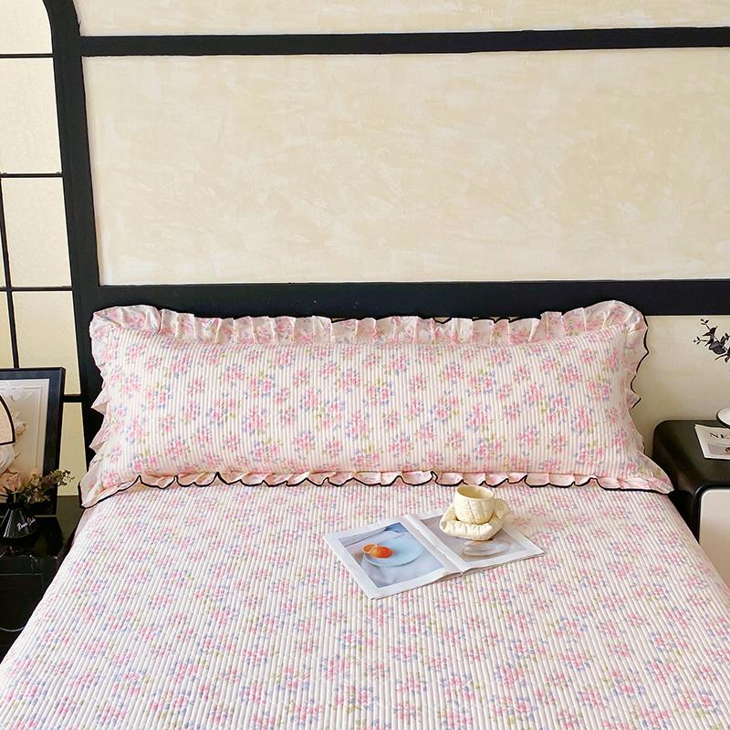 1 pc Long Couple Pillow Shams 100/120/150/180cm Long Pillow Cover with Ruffles Decorative Soft Purple Quilted Pillowcases Cover