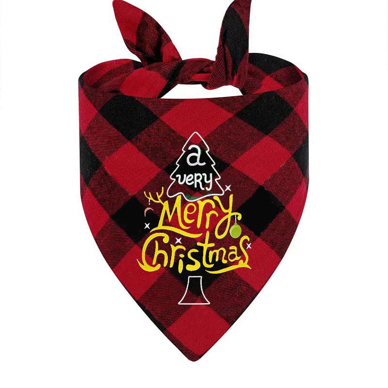

New Christmas Pet Triangle Towel Polyester Pattern Dog Saliva Towel Single Layer Cat Bib Neck Towel 63*43*43