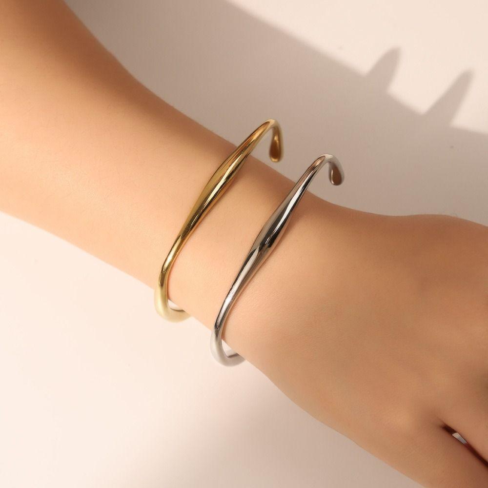 Stainless Steel Opening Bracelet 18K Gold Plated Stainless Steel Bracelet  For Women