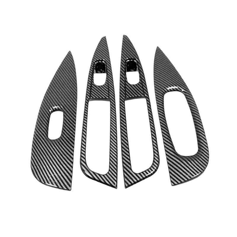 For Nissan Qashqai J11 2016- LHD ABS Carbon Fiber Texture Car Door Armrest Panel Window Glass Lift Switch Frame Cover Trim